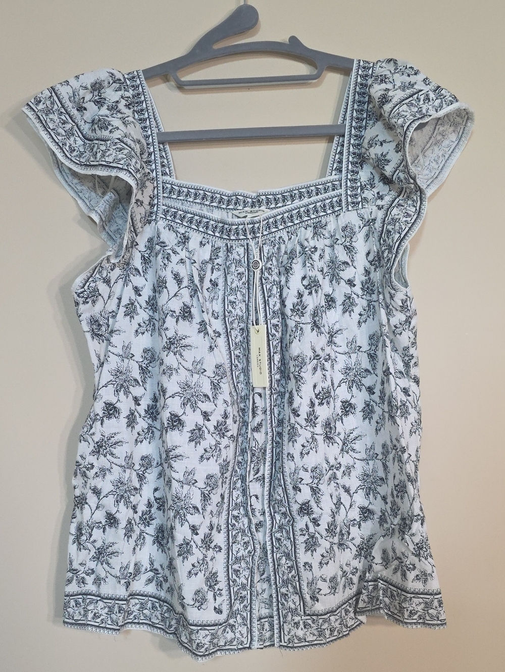 Max Studio London NWT Floral Square-Neck Blouse | Size Large - Picture 2 of 7